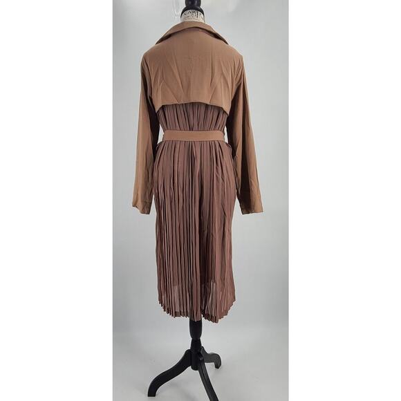 Hayden LA pleated ladies trench Duster brown Size Small NWT Boho chic Fall - Picture 5 of 12